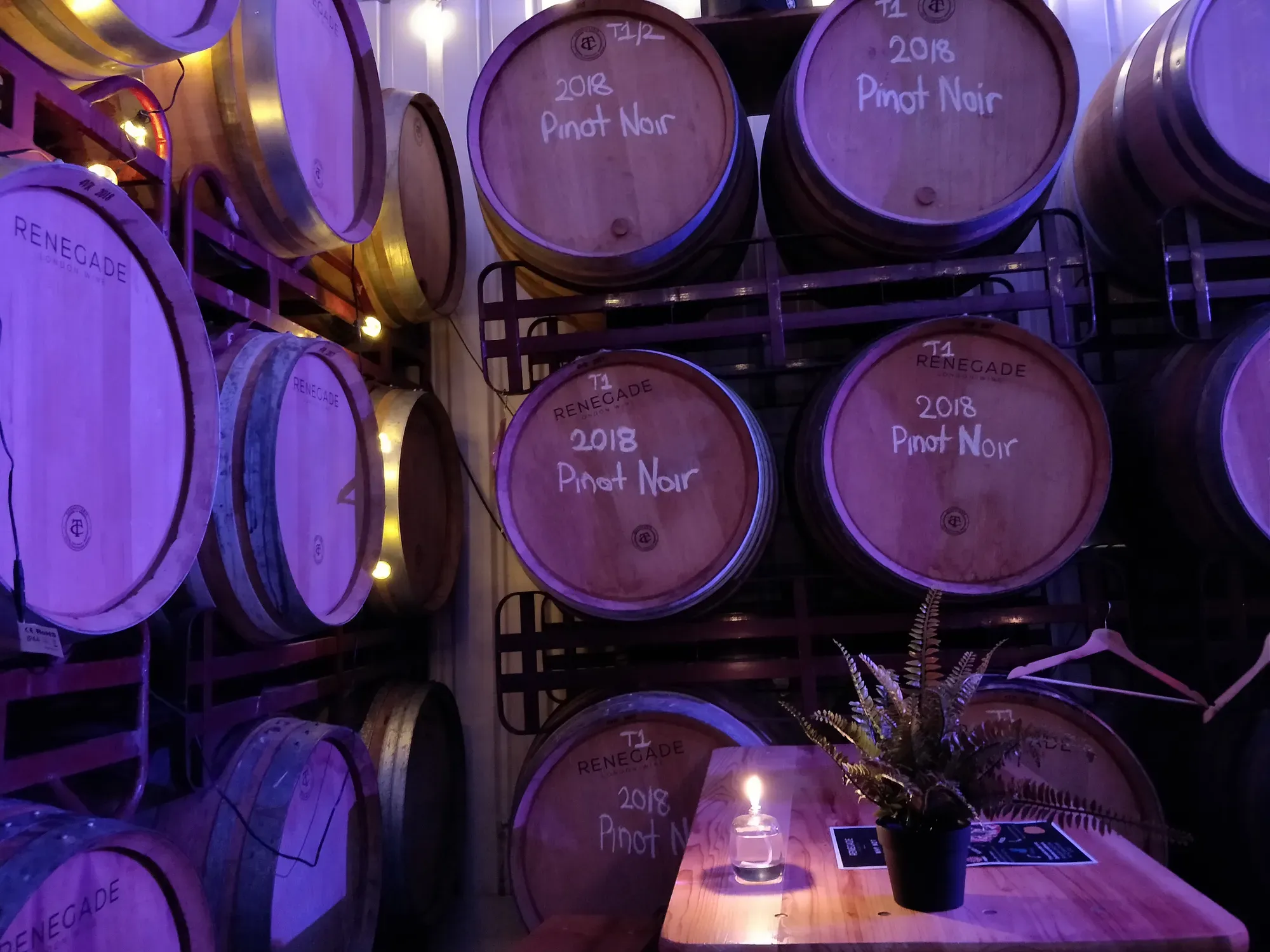 Wine barrels at Renegade Winery